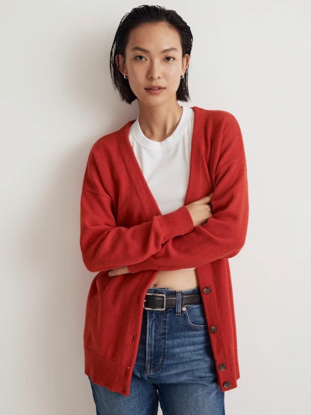 Madewell Poppy V-Neck Relaxed Cardigan